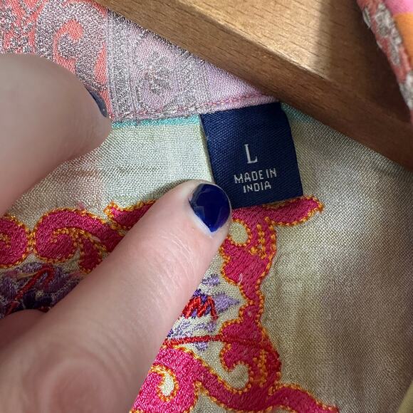 Robert Graham Mens L Bold Multicolor Stripe Button Front Shirt Flip Cuff Cotton - Picture 5 of 14